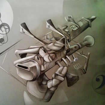 Pintura titulada "flauto-1.jpg" por Evaldo Amatizi, Obra de arte original