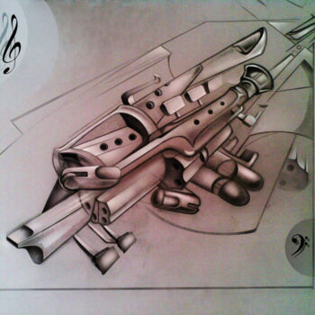 Pintura titulada "flauto" por Evaldo Amatizi, Obra de arte original, Trabajo Digital 2D