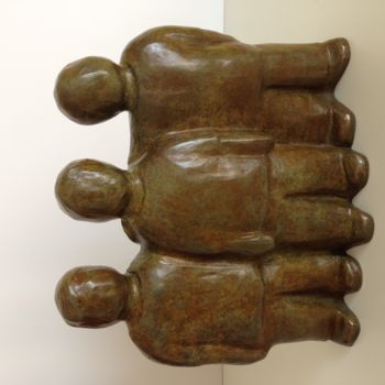 Sculpture titled "3 copains 1/8" by Eva Rouwens, Original Artwork, Bronze