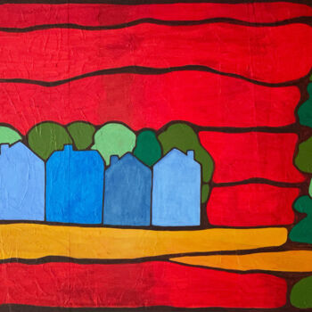 Painting titled "Rouges" by Eva Rouwens, Original Artwork, Acrylic Mounted on Wood Stretcher frame