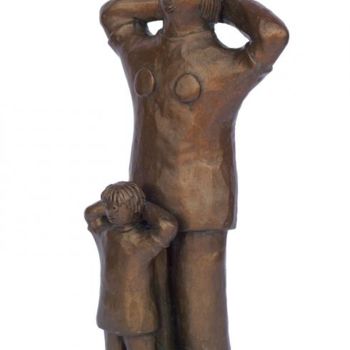 Sculpture titled "Maman et fille - br…" by Eva Rouwens, Original Artwork, Bronze