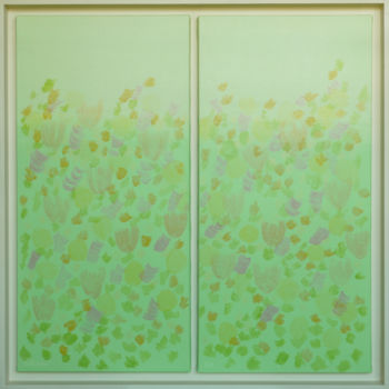 제목이 "Printemps - 87 x 87…"인 미술작품 Eva Rouwens로, 원작, 아크릴 나무 들것 프레임에 장착됨