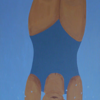 Painting titled "Le plongeon" by Eva Rouwens, Original Artwork, Acrylic Mounted on Wood Stretcher frame