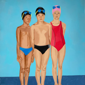 Pintura titulada "La piscine" por Eva Rouwens, Obra de arte original, Acrílico Montado en Bastidor de camilla de madera