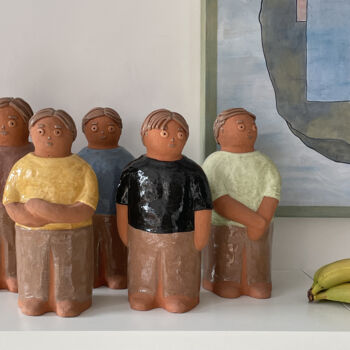 Sculpture intitulée "Les 5 frères" par Eva Rouwens, Œuvre d'art originale, Terre cuite