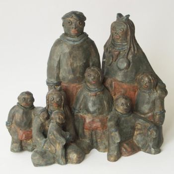 Scultura intitolato "Famille nombreuse" da Eva Rouwens, Opera d'arte originale, Bronzo