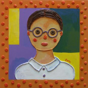 Peinture intitulée "L'étudiante" par Eva Rouwens, Œuvre d'art originale, Acrylique Monté sur Carton