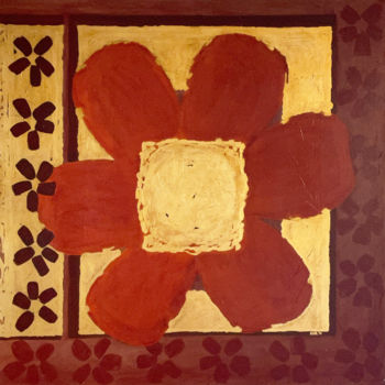 Peinture intitulée "Grande fleur rouge" par Eva Rouwens, Œuvre d'art originale, Acrylique Monté sur Châssis en bois