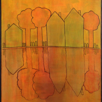 Картина под названием "MIRROR" - Eva Rouwens, Подлинное произведение искусства, Акрил Установлен на Деревянная рама для носи…