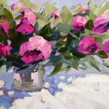 Картина под названием ""Садовые розы"" - Ekaterina Medvedok, Подлинное произведение искусства, Масло