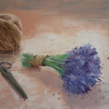 Painting titled "Lavender bouquet" by Evdokiya Hristova, Original Artwork, Oil