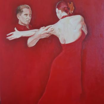 Pittura intitolato "Red Tango" da Evdokiya Hristova, Opera d'arte originale, Olio Montato su Telaio per barella in legno