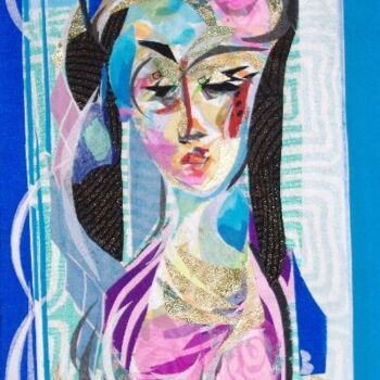 Painting titled "Blue Mona" by Eve B'Ay, Original Artwork, Oil