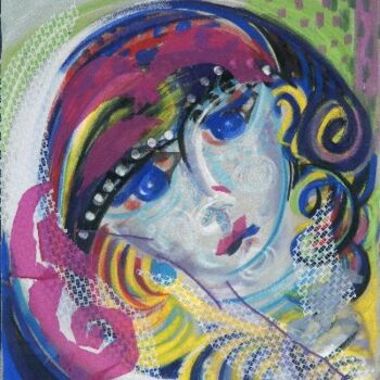Painting titled "Discogirl" by Eve B'Ay, Original Artwork, Oil