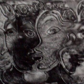 Painting titled "Faces" by Eve B'Ay, Original Artwork