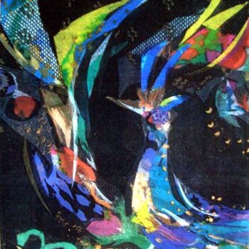 Painting titled "Blackbirds" by Eve B'Ay, Original Artwork, Oil