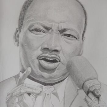 Dessin intitulée "Martin Luther King" par Eve Casanova, Œuvre d'art originale, Crayon