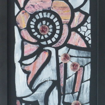 Peinture intitulée "VITRAIL ROSE" par Eve Cloarec, Œuvre d'art originale