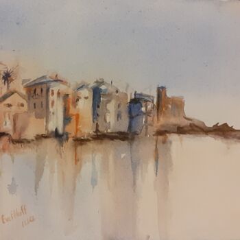 Painting titled "Erbalunga" by Eve Elikoff, Original Artwork, Watercolor