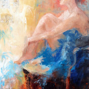 Painting titled "L'attente" by Eve Hernandez, Original Artwork, Oil