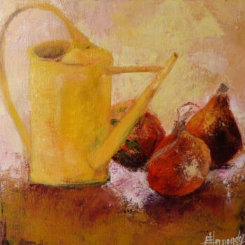 Pintura titulada "l'arrosoir jaune" por Eve Hernandez, Obra de arte original, Acrílico