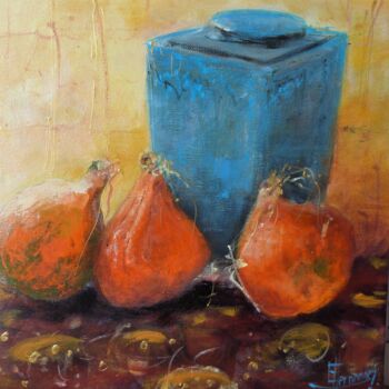 Painting titled "potimarron et pot b…" by Eve Hernandez, Original Artwork, Acrylic