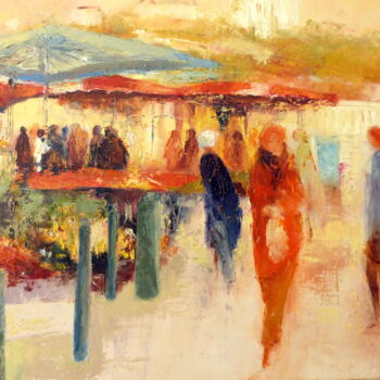 Pintura intitulada "Le marché saint Ant…" por Eve Hernandez, Obras de arte originais, Óleo