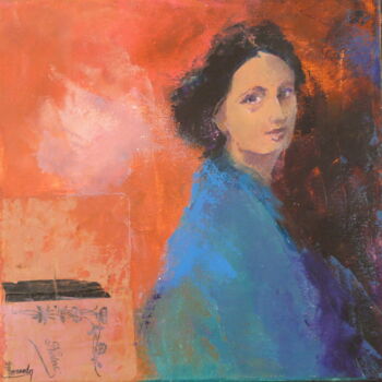 Malarstwo zatytułowany „Une femme en bleu” autorstwa Eve Hernandez, Oryginalna praca, Akryl