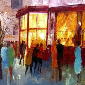 Картина под названием "le grand café" - Eve Hernandez, Подлинное произведение искусства, Масло