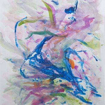 Pittura intitolato "Fleurs d'eau" da Eve Lambert, Opera d'arte originale, Gouache