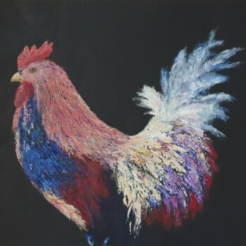 Pintura intitulada "Le coq multicolore" por Eve Pons, Obras de arte originais, Acrílico