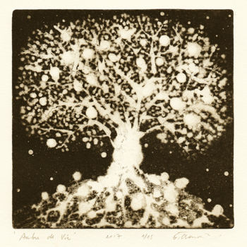 Druckgrafik mit dem Titel "Arbre de Vie" von Eve Clair, Original-Kunstwerk, Radierung