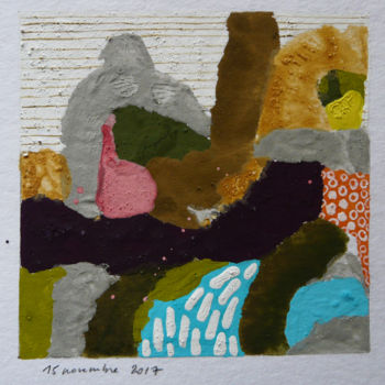 Peinture intitulée "Petit paysage" par Eve Clair, Œuvre d'art originale, Tempera