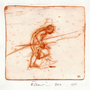 Gravures & estampes intitulée "série -Errances - 02" par Eve Clair, Œuvre d'art originale, Eau-forte