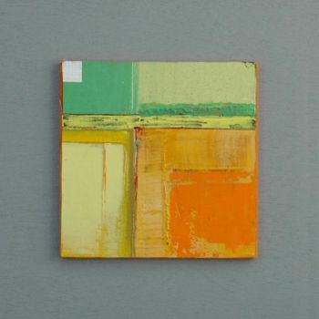 Peinture intitulée "carré orange et ver…" par Evelara, Œuvre d'art originale, Huile