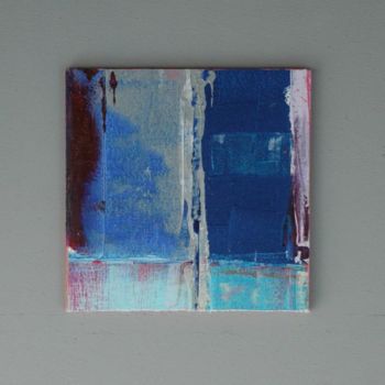 Malerei mit dem Titel "carré bleu sur fond…" von Evelara, Original-Kunstwerk
