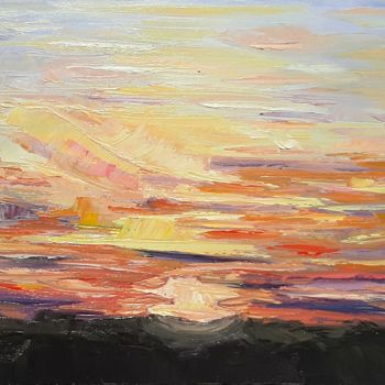 Painting titled "Sunset 1" by Evelina Agata, Original Artwork, Oil