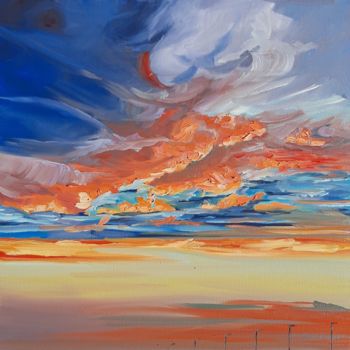 Painting titled "Sunset 3" by Evelina Agata, Original Artwork, Oil