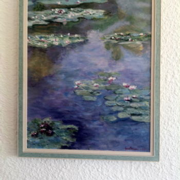 Painting titled "nymphea matinales" by Eveline Barthez, Original Artwork, Acrylic