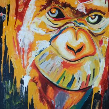 Malerei mit dem Titel "Ape- painting" von Evelyn Babirye, Original-Kunstwerk, Acryl