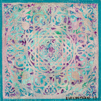 Peinture intitulée "Mandala Design in b…" par Evelyn Cerys, Œuvre d'art originale, Acrylique