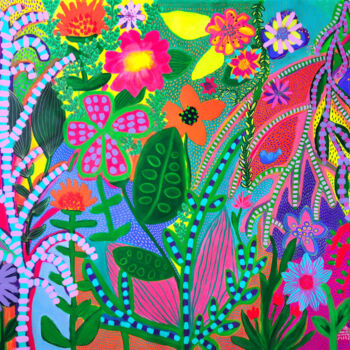 "Psychedelic Flora" başlıklı Tablo Evelyn La Starza tarafından, Orijinal sanat, Akrilik