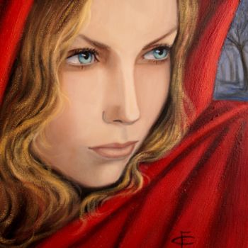 Painting titled "CAPERUCITA" by Evelyn Carell, Original Artwork, Oil