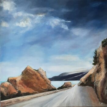 Painting titled "Les calanques de Pi…" by Evelyne Beaurain, Original Artwork, Acrylic Mounted on Wood Stretcher frame