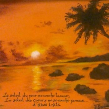 Pintura titulada "coucher de soleil a…" por Evelyne Brouard, Obra de arte original
