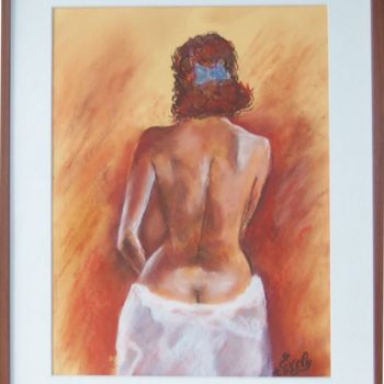 Painting titled "nu au drapé" by Evelyne Brouard, Original Artwork, Pastel