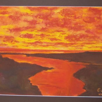 Painting titled "coucher de soleil n…" by Evelyne Brouard, Original Artwork
