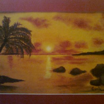 Painting titled "coucher de soleil n…" by Evelyne Brouard, Original Artwork