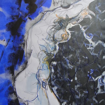 Картина под названием "BLU" - Evelyne Cassan, Подлинное произведение искусства, Пастель