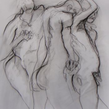 Disegno intitolato "trio" da Evelyne Cassan, Opera d'arte originale, Pastello